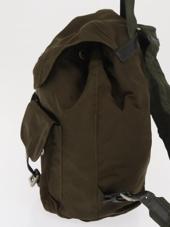 PRADA Backpack Nylon Khaki Silver Auth 168394 main image 9